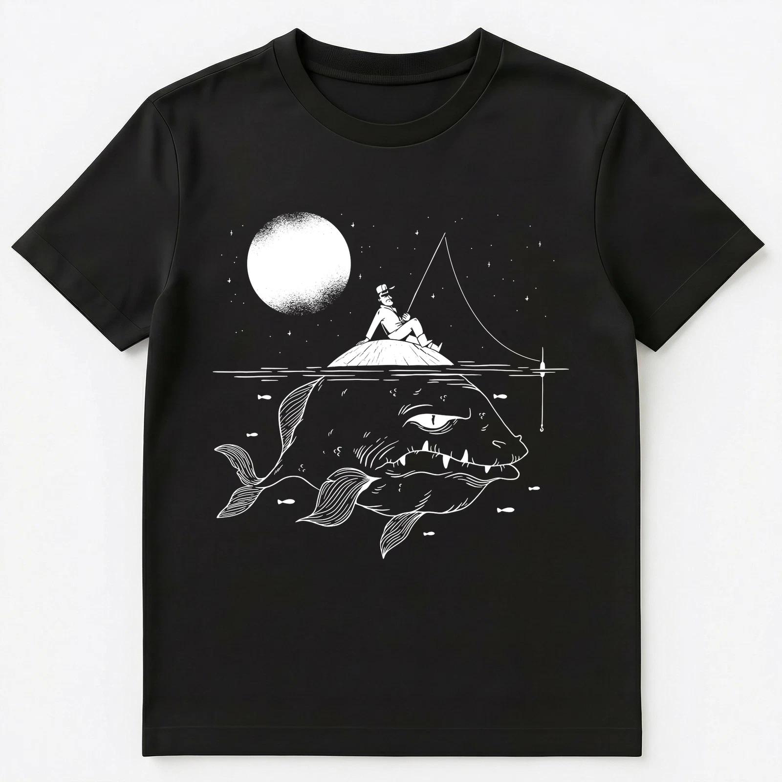 

Black And White Abstract Fantasy World Fishing Unisex T-Shirt S