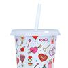 25oz Straw Water Cups with Lid Color Changing Drinking Bottles Single Layer Stackable Reusable Valentines Day