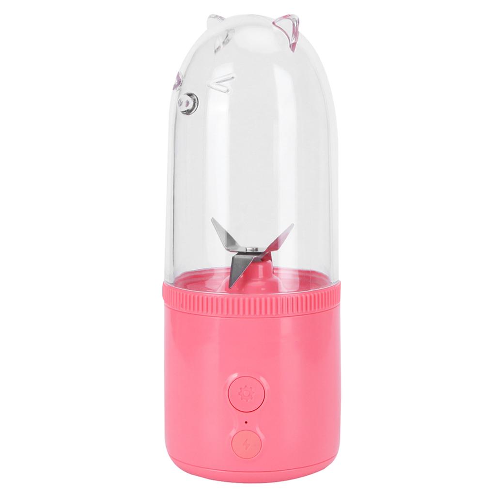 500ML Portable Small Blender USB Rechargeable Electric Fruit Juicer 4 Blades Mixing CupPink Upgrade