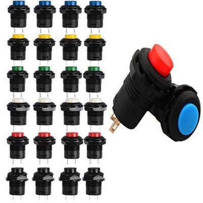 24'lü Paket Açma/Kapama Düğmesi Yuvarlak Basma Düğmesi 12 Mm Ds-425A Açma/Kapama Kendinden Kilitlemeli Basma Düğmesi Anahtarı 6 Renk