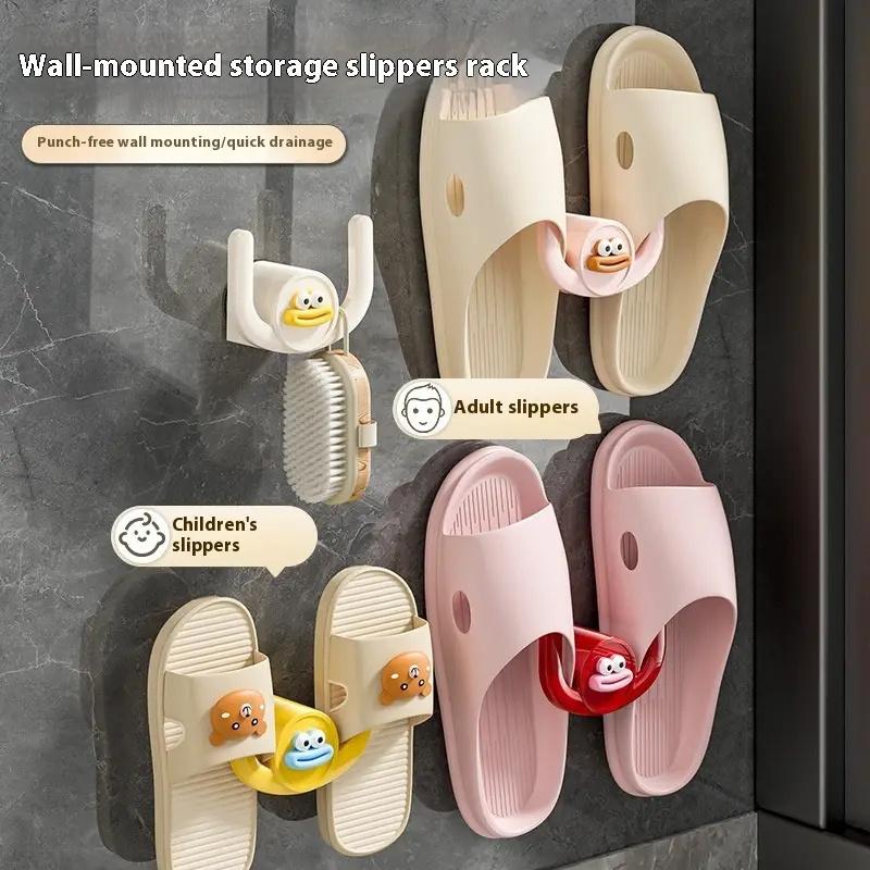 1Pc Cartoon Slippers Hook Bathroom Slipper Rack Shower Storage Organizer Shoe Holder Drainage Stand for Bathrooms and Bedrooms