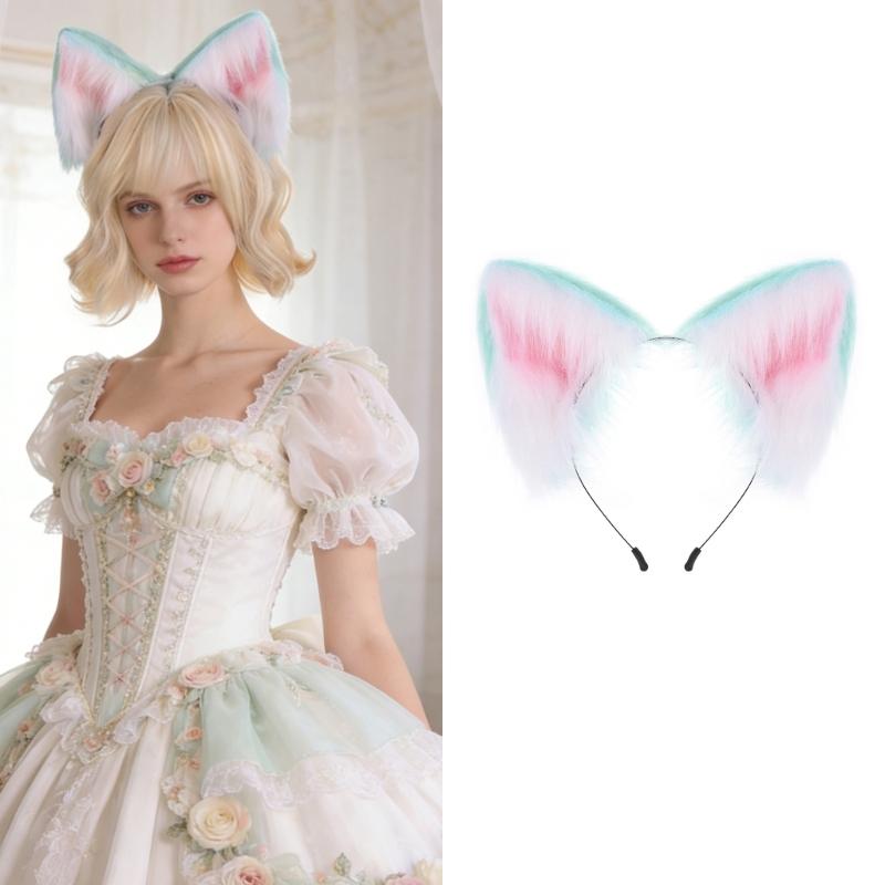 Realistic Foxes Tail And Ears Set For Women Cosplay Faux Furs Costume Headband and Tail Convention Role Play Accessories