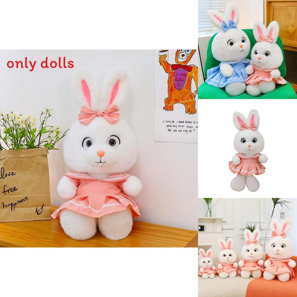 Plush Rabbit Toy With Dress And Bow Decoration For Girls Gift And Comfort