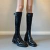 Belt Buckle Long Women's Winter New Knight Boots Thick Heel Above Knee French Vintage Boots Women's Motorcycle Boots
