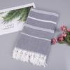 Customized 100% Cotton Turkish Beach Towel Soft Yarn-Dyed Jacquard Fringed Striped Pattern All-Season Ventilated for Bath Use