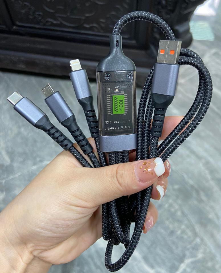 100W Fast Charging 3-in-1 Luminous Cable - Android & Type-C Combo