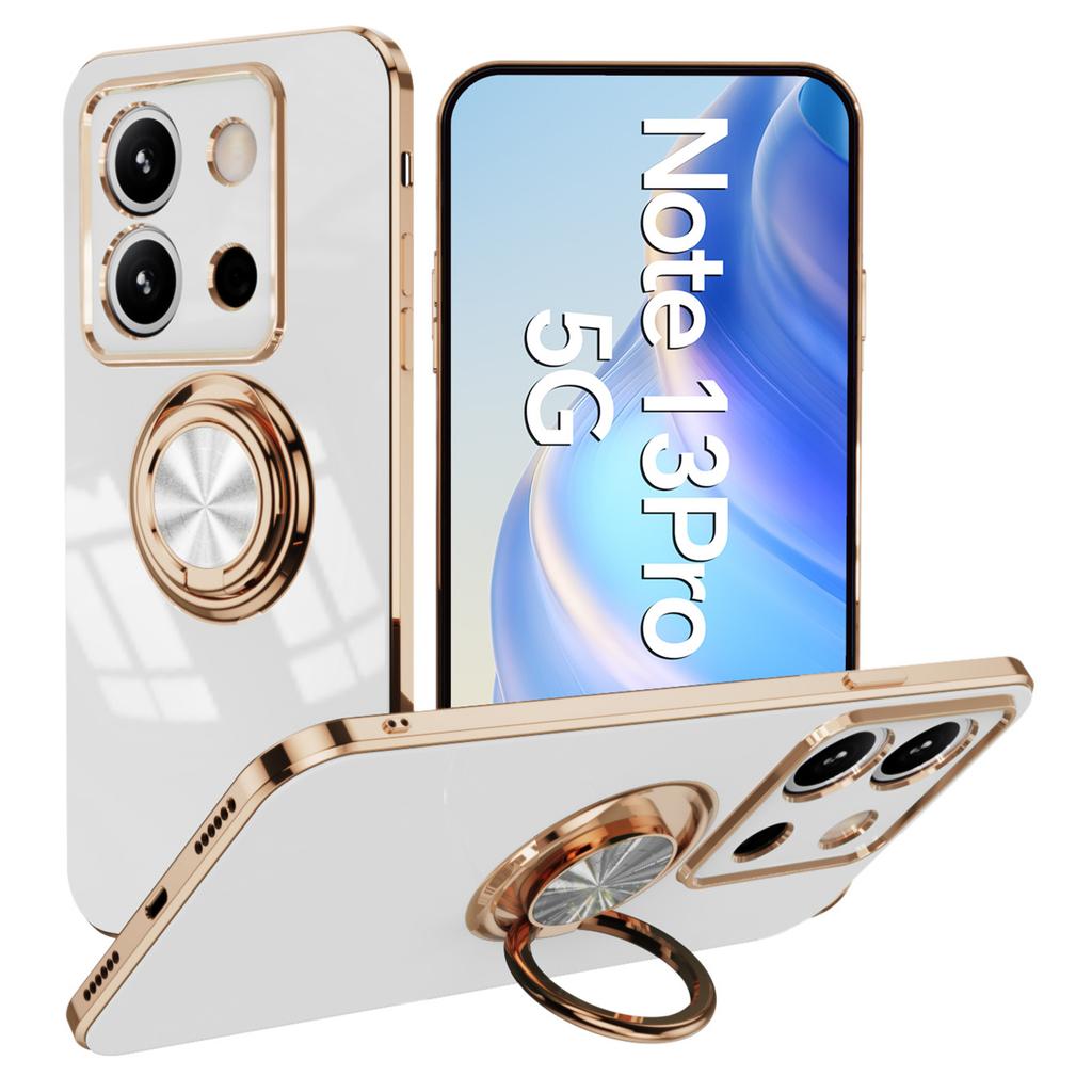 For Xiaomi Redmi Note 13 Pro 5G/Poco X6 5G Case Precise Cutouts 6D Electroplating TPU Phone Cover with Ring Holder