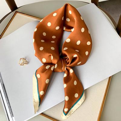 New Spring and Summer Korean Fashion Sweet Polka Dot Imitation Silk Square Scarf for Women Thin Sunscreen Silk Scarf Decorative Small Neck Scarf