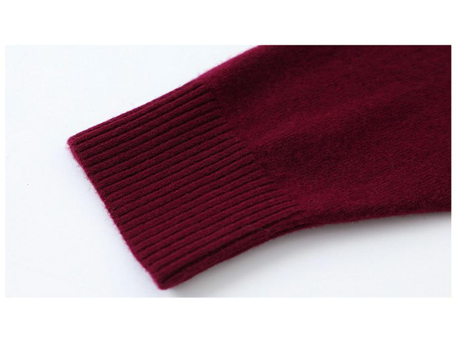 Autumn & Winter Women's 100% Pure Wool Sweater - Stylish Embroidered Half-High Neck for Middle-aged & Elderly