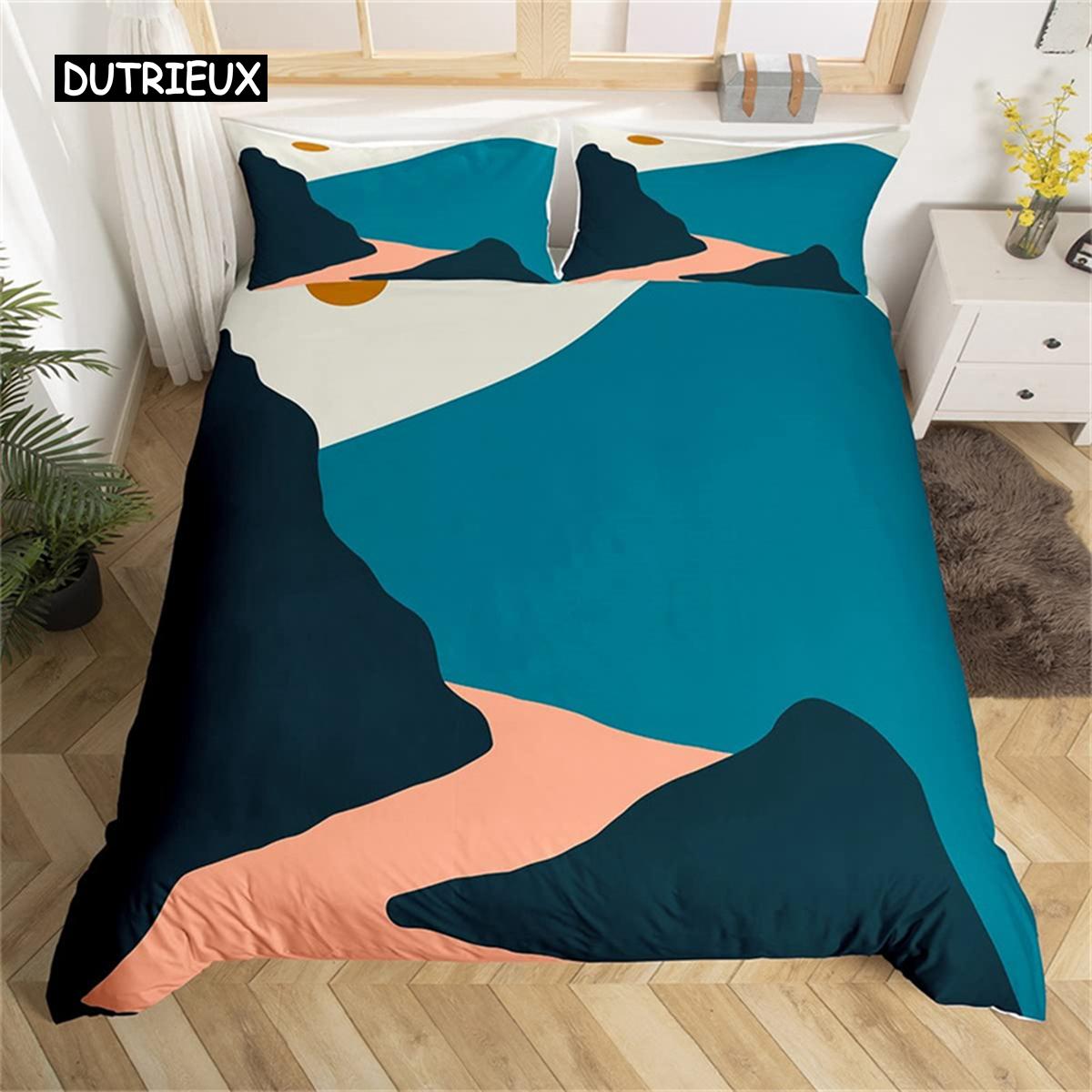 

Пододеяльник в тон Абстрактный пейзаж Односпальный Кинг-сайз Квин-сайз Набор постельного белья в стиле фермерского дома Микрофибра Декор для спальни мужчины женщины EU single(135x200cm)