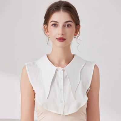 Seconds To Become Beautiful Girl Big Pointed Fake Collar Playful And Cute White Cotton Shirt Fake Collar