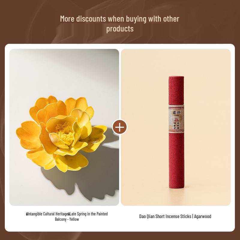 Xichun Handmade Ceramic Flower Incense Holder - Zen Style Ornament