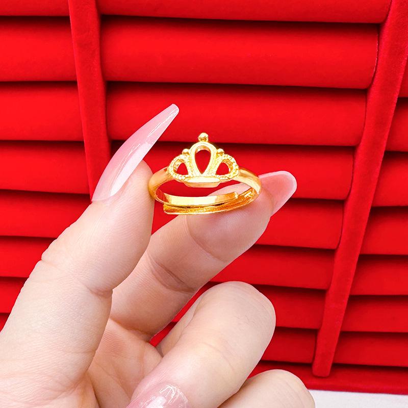 Exquisite Sand Gold Open Ring for Women: High-End Niche Design, Light Luxury Style, Long-Lasting Color, Imitation Gold.