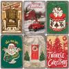 Merry Christmas Poster Vintage Metal Tin Signs Cakes Music Box Christmas Tree Metal Plaque Bakery Candy Shop Home Wall Decor