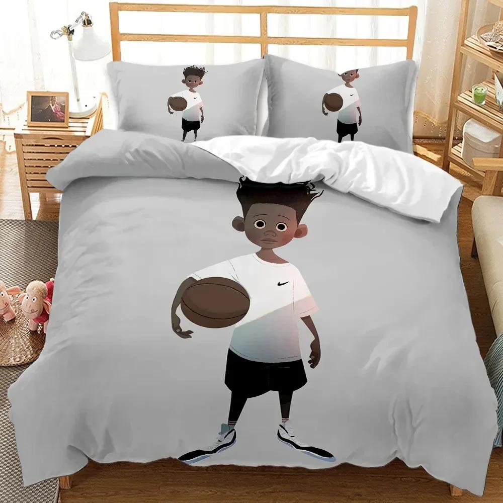 

Комплект постельного белья для мальчиков в африканском черном цвете, комплект постельного белья для спортивных состязаний, размер Twin, чехол для баскетбольной кровати для мальчиков, полиэстеровое одеяло 70x133cm 2pcs