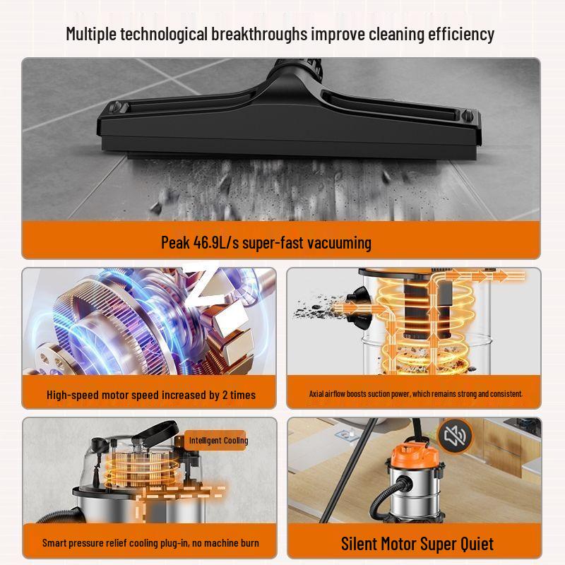 Compact Handheld Vacuum Cleaner with Strong Suction for Wet and Dry Use, Ideal for Initial Cleaning on Carpets