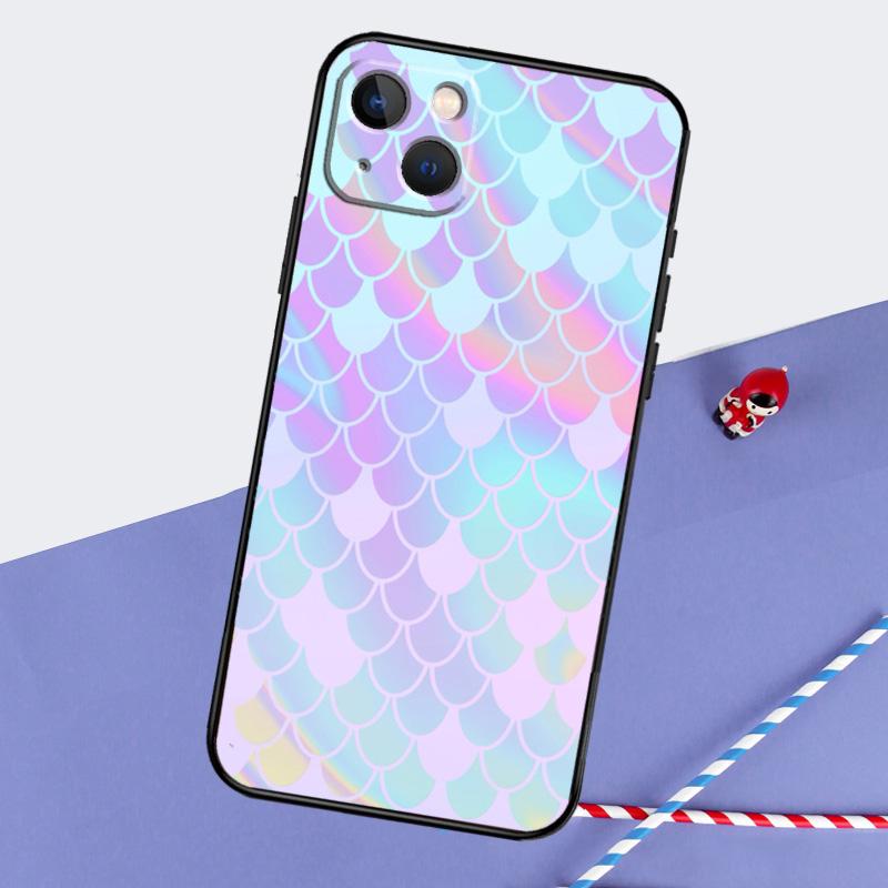 Watercolor Faux Mermaid Scales Phone Case For iPhone 16 15 Pro Max 12 13 Mini 11 14 Pro Max XR 16 15 Plus 16e Cover Coque