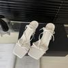 Design Sense Niche French Roman Sandals Women's Shoes 2025 Spring and Summer Silver Fairy Sandals with Skirt High Heels