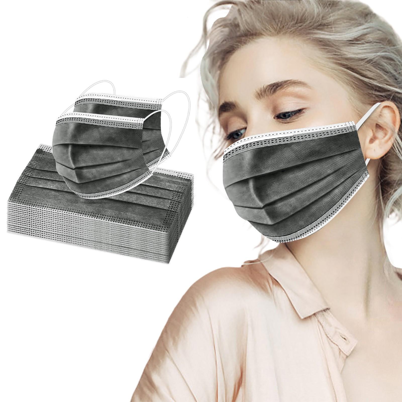 Disposable Adult Face Masks 3-Ply Non-Woven Fabric Breathable Ear Loop Protective Masks for Daily Use and General Protection