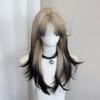 Ombre Blonde Black Synthetic Layered Wig for Lolita Cosplay Daily Party Women Long Straight Wig with Bangs