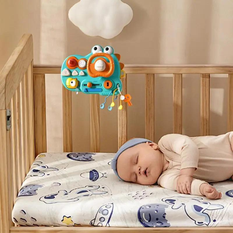 Non-Toxic Baby Multi-Functional Dinosaur Steering Wheel Toy Pull String Sensory Montessori Teething Activity Educational Toy For Baby Gift