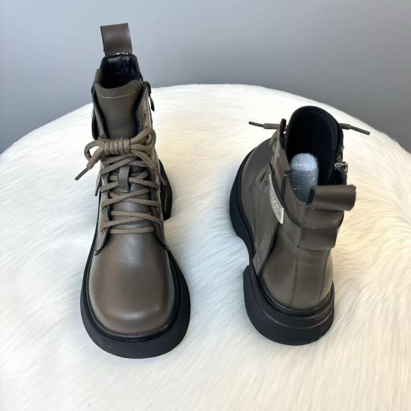 Thick-soled Martin Boots Women's New Autumn and Winter Short Boots Women's Small Men Show Height and Thin Boots