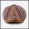 Striped Newsboy Cap Hat Running Outdoor CA742 [White Fang] Men's Women's (Blue)