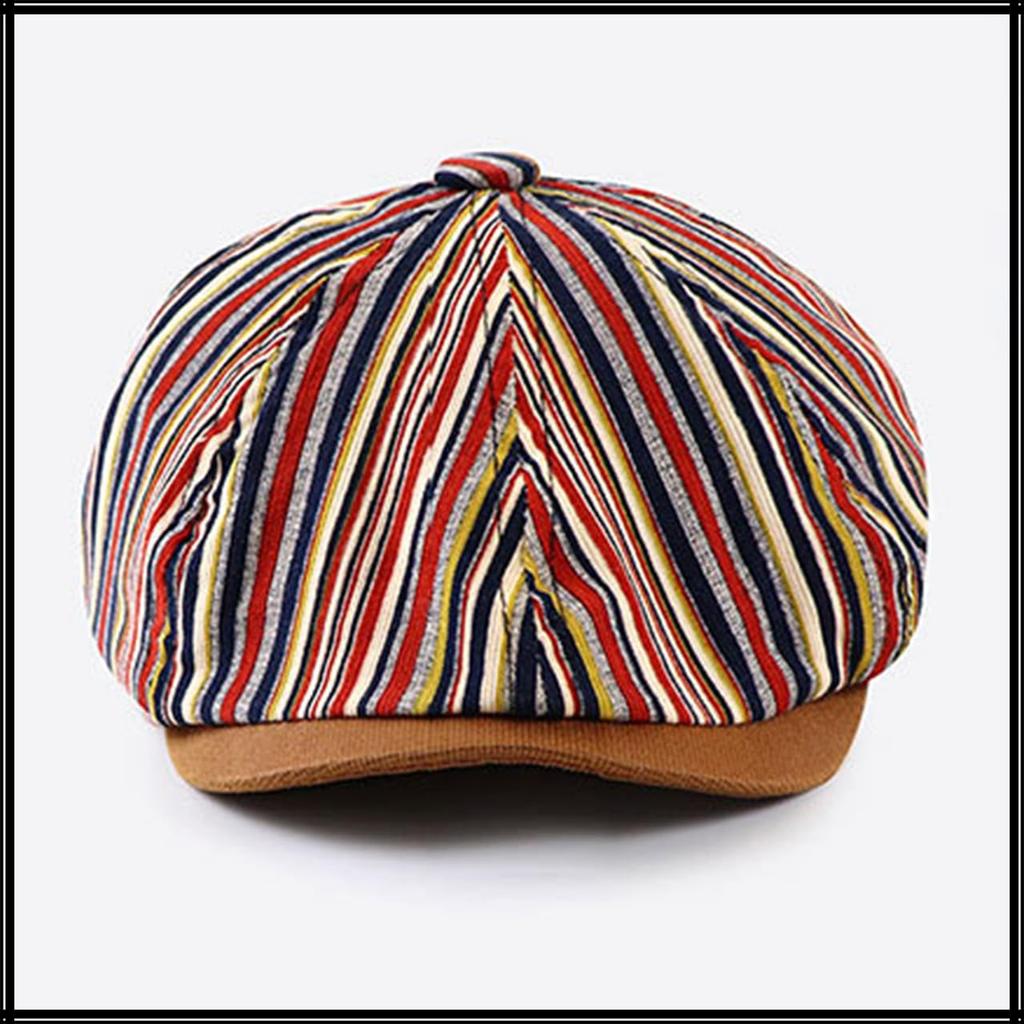 Striped Newsboy Cap Hat Running Outdoor CA742 [White Fang] Men's Women's (Blue)