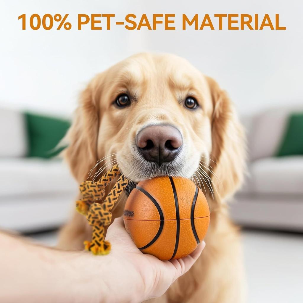 Interactive Dog Toys Smart Rolling Basketball Motion Activated Automatic Moving Squeaky Dog Toy Balls Puppy Chew Toys Knot Rope