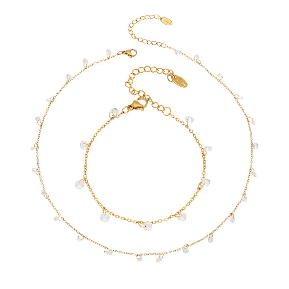 European American Luxury 18K Gold-Plated Zirconia Necklace & Bracelet Set