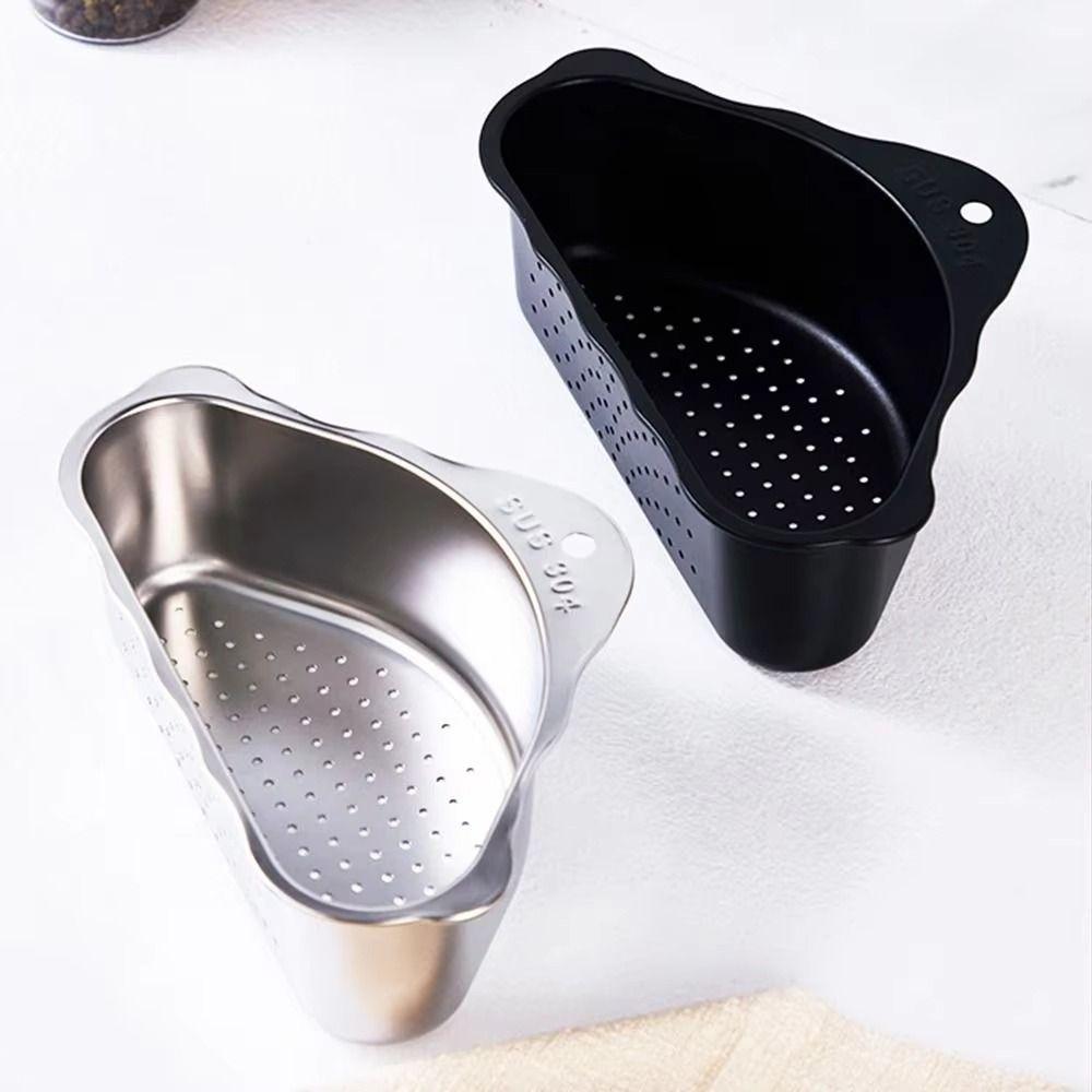 Stainless Steel Portable Strainer Mesh Colander Drainage Basket Triangle Sink Shelf  Household