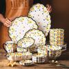 Dishes and Dishes Set Household Ceramic Tableware Creative Plates Vegetable Plates Rice Bowls Binaural Plates Soup Bowls Noodle Bowls