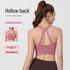 Women's Shockproof Yoga Sports Bra with Fixed Cup - Beautiful Back Design for Pilates and Fitness