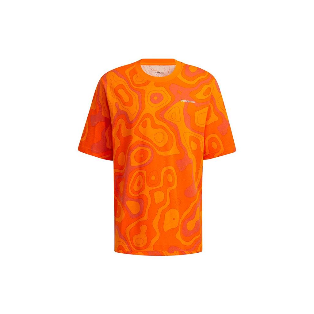 Adidas NEO Camo Print Loose-Fit Sport T-Shirt Men Tops Orange HE7939