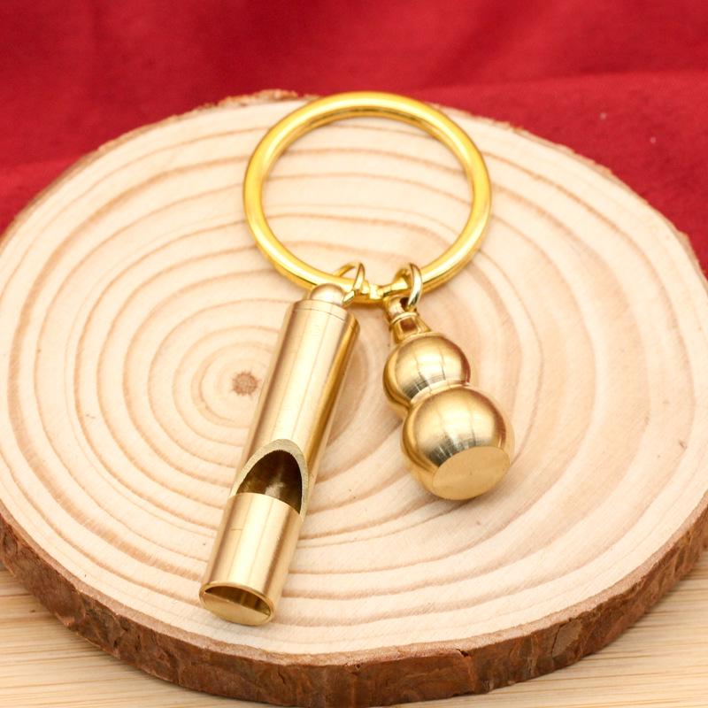 Brass Mouth Whistle Keychain: Portable Outdoor Survival Gear
