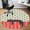 1pc Cat Floral Pattern Office Round Area Rug, Indoor Mat Suitable For Office, Under Office Chairs Bedroom Living Room Home Decor, Room Deco