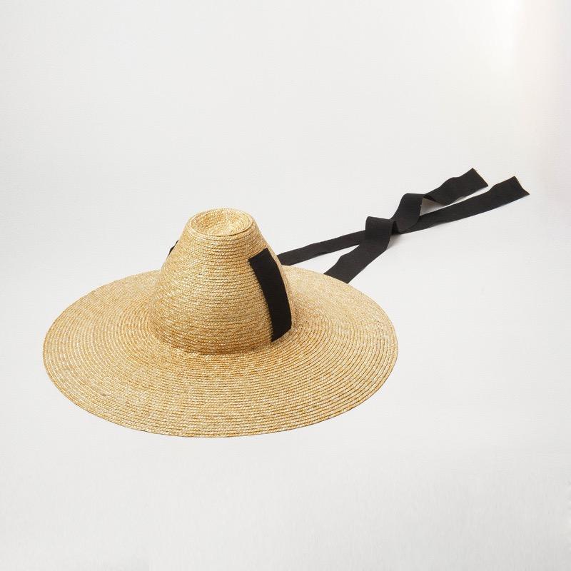 2025 New Elegant 15cm Wide Brim Sun Hat For Ladies Summer High-top Ribbon Hand-woven Black Hat Designer Style Hats Caps Men