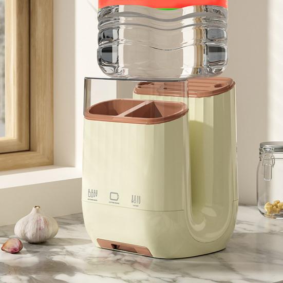 U-Shaped Kitchen Rack PP Cutting Board & Utensil Holder with Drainage Tray Compact Countertop Storage Organizer for Cutters Chopsticks Spices