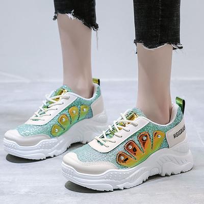 New Women Spring Autumn Rhinestone Lace UP Sport Low Top Shoes Casual Sneakers