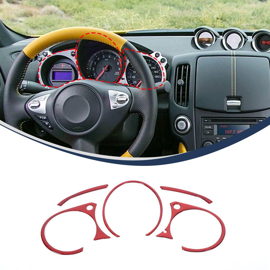 For Nissan 370Z Z34 2009+ Car Soft Carbon Fiber Up Speedometer Dashboard Console Trim Cover Sticker Kit  Interior Accessories