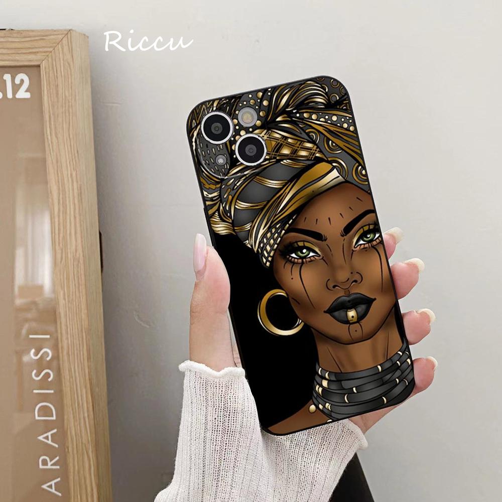 FOR IPhone 14 Afro Girls Art Soft Case for Iphone 14 11 12 Pro 8 7 Plus X 13 Pro MAX SE2020 XR XS RICCU Soft Covers