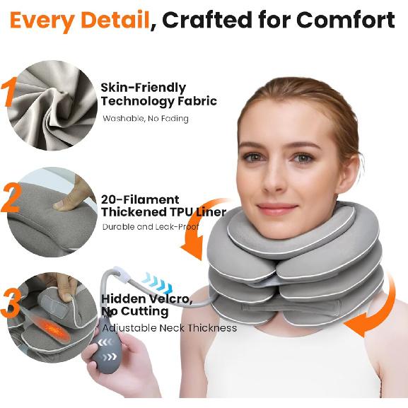 Boyunluklu Boyun Germe Aleti, Servikal Traksiyon Boyun Cihazı, Boyun Rahatlatma Aleti, Ayarlanabilir Şişirilebilir Servikal Brace, Ev Kullanımı Boyun Dekompresyonu Yeni