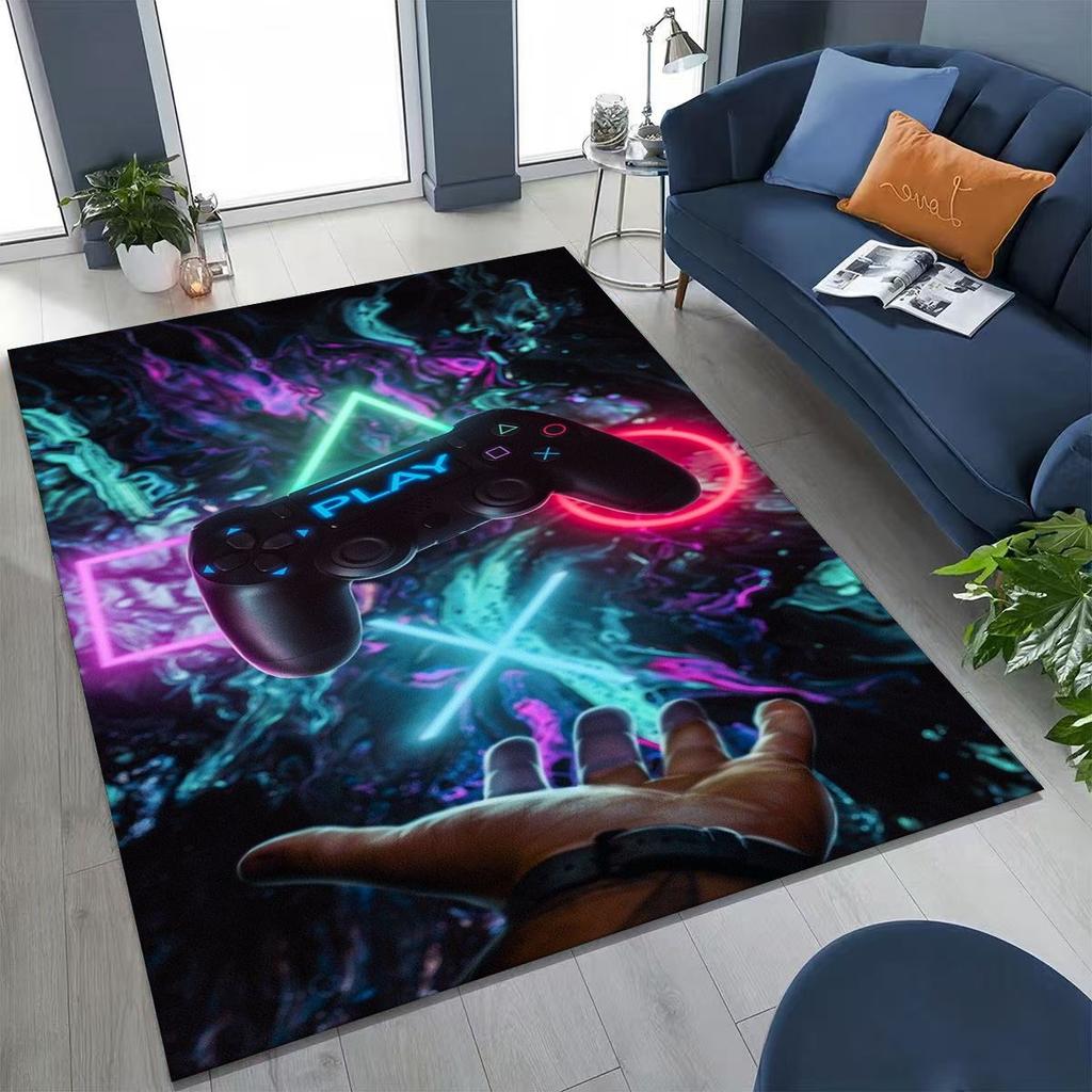 3D Retro Gamer Zone Spielteppich mit Controller-Motiv, ideal für Schlafzimmer, Wohnzimmer, Sofa, Wohnzimmer und als Fußmatte. Rutschfeste Bodenmatte für Kinder.