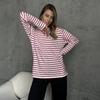 Women Summer Stripe Long Sleeve Tshirt O Neck Casual Top