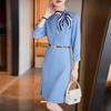 Elegant Seven-Sleeve Professional Work Dress