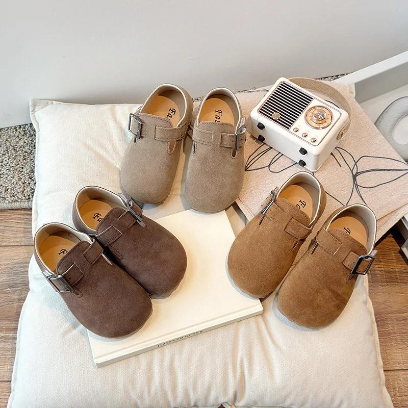 Boys Girls Flat Shoes Sweet Soft Sole Children Moccasins Hook&loop 2024 Autumn New Fashion Kids Casual Shoe Dirt-Proof Round Toe