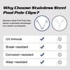 5Pcs Pool Pole Clips - 304 Stainless Steel Double Locking Clips