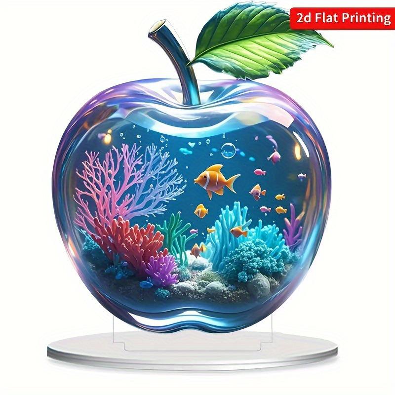 Apple Aquarium 2D Flat Acrylic Fish Decor for Living Room or Bedroom