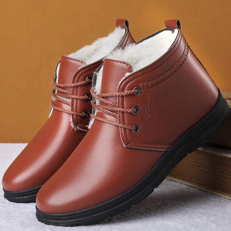 Fashion Fahsion Men Boots Warm Plush Boots For Men Lace Up Ankle Boots Men Fashion Black Shoes Outdoor Work Shoes Male Sneakers Footwear