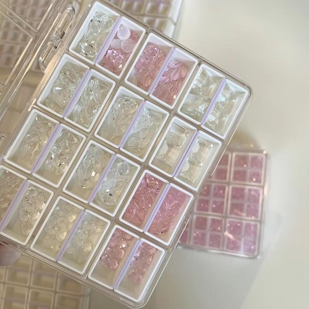 Compartment Nail Art Storage Box 24/36/48Grids Nail Decoration Box  for Nail Art Decorations
